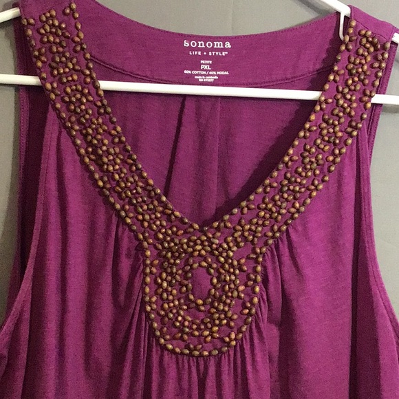 SONOMA women’s sleeveless embellished top PXL - Picture 3 of 8
